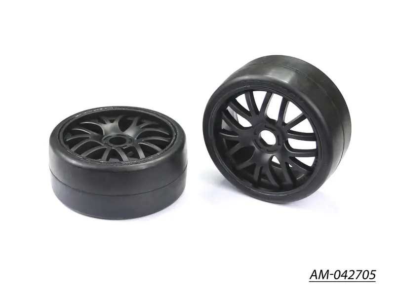1/8 Scale Gt Medium-Tread Glued Black Racing Tire – Pack Of 2 (Am-042705) 1