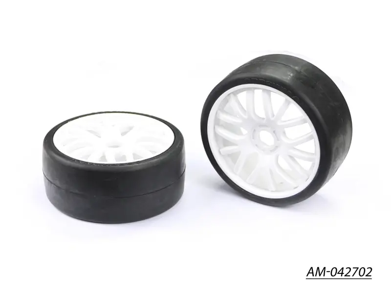 1/8 Scale Gt Medium-Tread Glued White Racing Tire – Pack Of 2 (Am-042702) 1