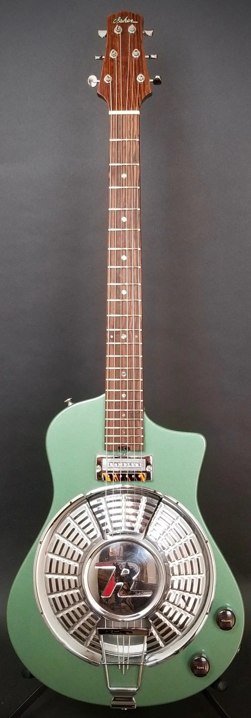 2018 Asher Resosonic Rambler — Hand-Cut '58 Hubcap, Mystic Green Metallic Finish, #1069 1