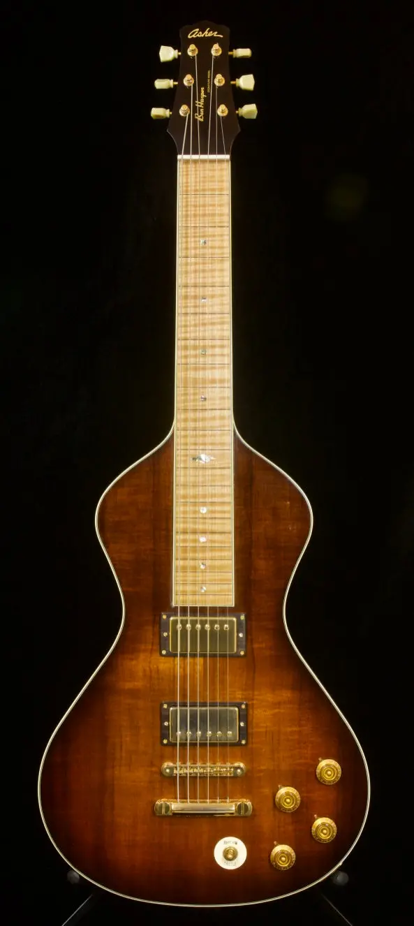 2019 Asher Ben Harper Signature Lap Steel — Koa Top, Tobacco Burst Finish, Gold Hardware 1