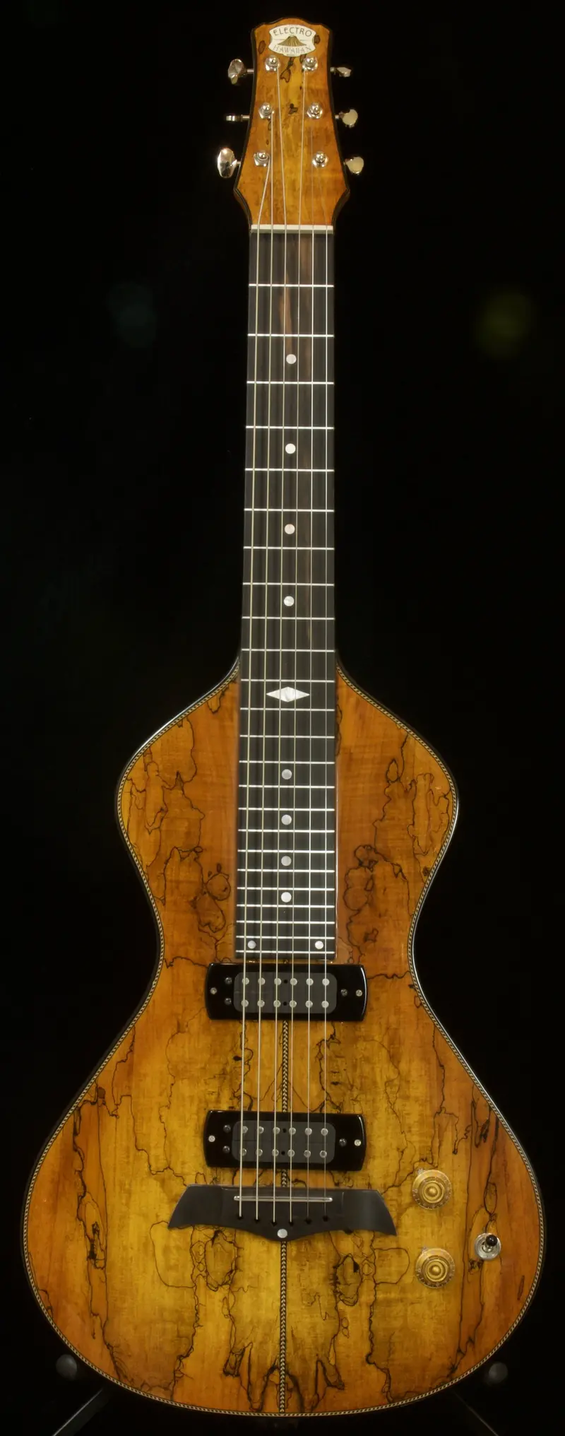 2020 Asher Electro Hawaiian Model I — Bound Spalted Maple Top Over Ash, Superior Build 1