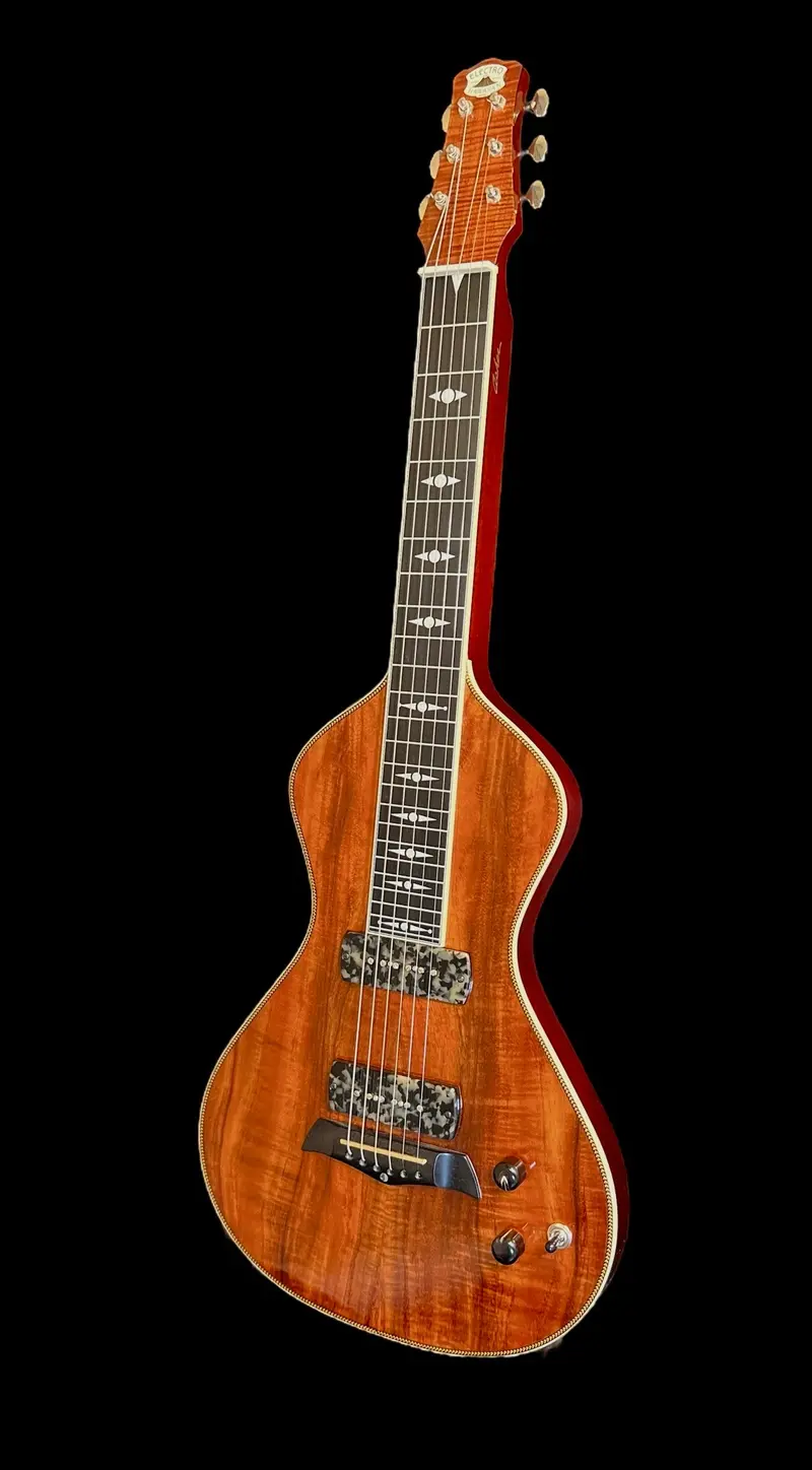 2023 Asher Electro Hawaiian Model I Lap Steel – Premium A+ Koa Top With Binding & Custom Details (Sold) 1