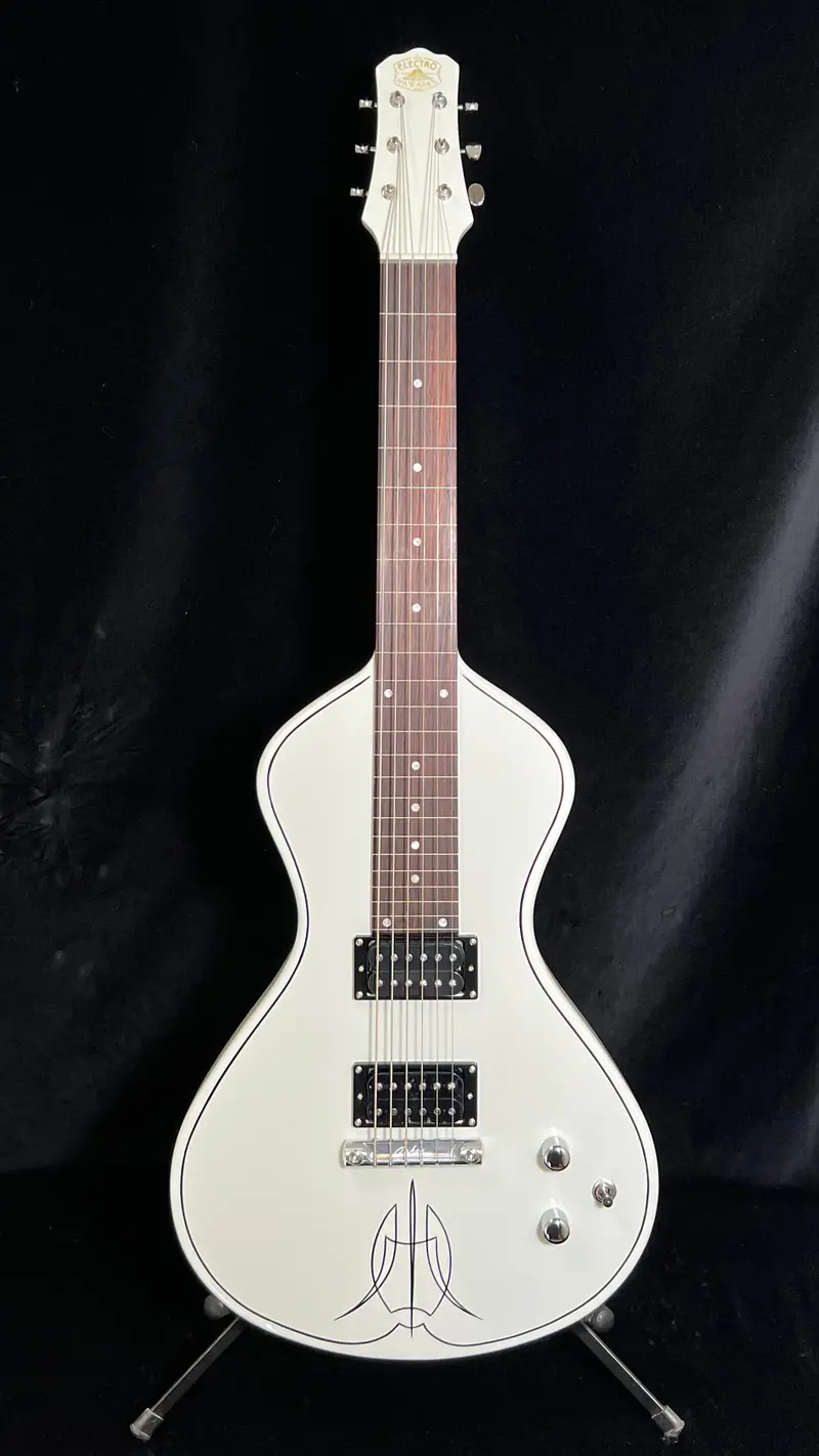 2023 Hand-Pin-Striped Electro Hawaiian® Junior Lap Steel – Pure White Finish With Gig Bag (Sold) 1