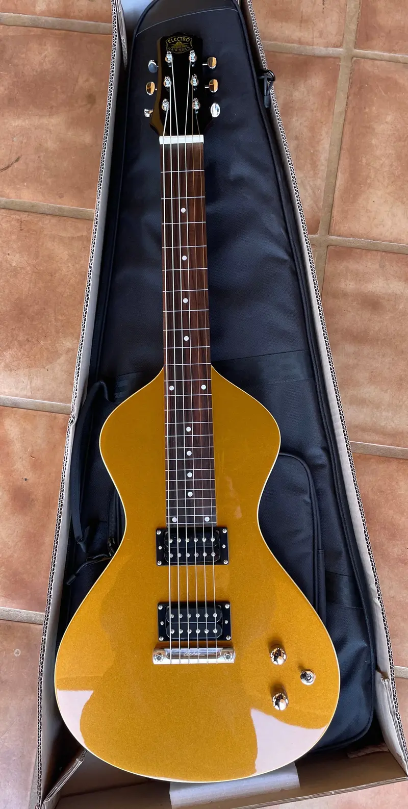 2024–2025 Asher Electro Hawaiian® Junior Lap Steel – Gold Top Factory Second With Gig Bag (Sold) 1