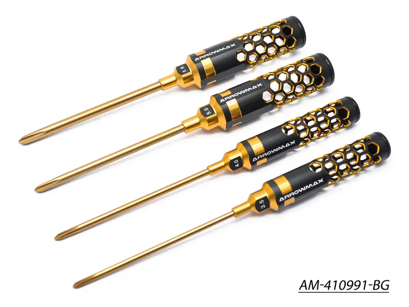 4-Piece Phillips Screwdriver Set – 3.5Mm To 5.8Mm, 120Mm Length, Black-Gold Finish (Am-440991-Bg) 1