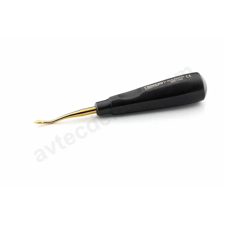 46R Distal Root Elevator – Spade Design, Gold Titanium, Octoblack® Handle 1