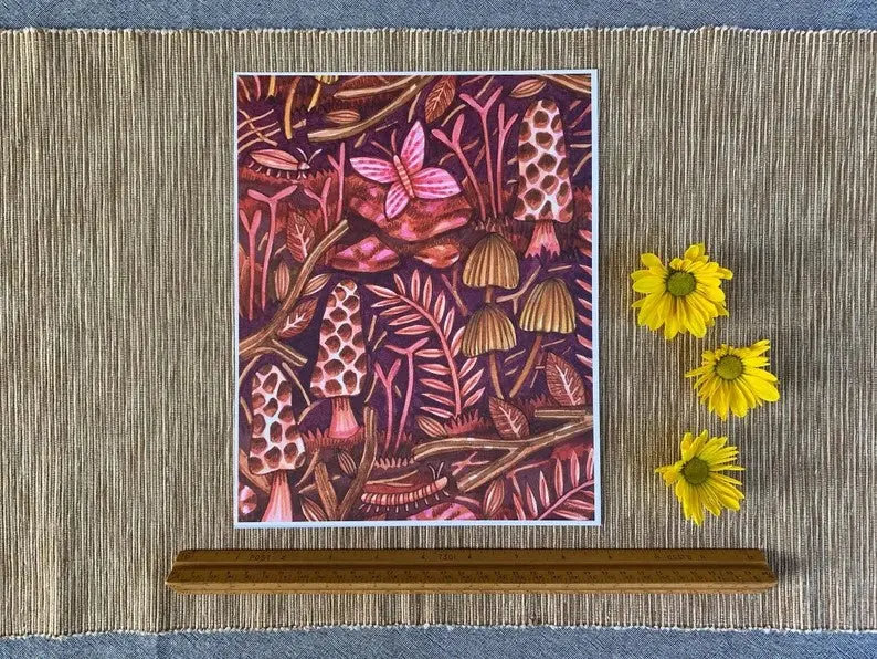 Adrienne Langer Nature-Inspired Print With Mushrooms And Butterflies 1