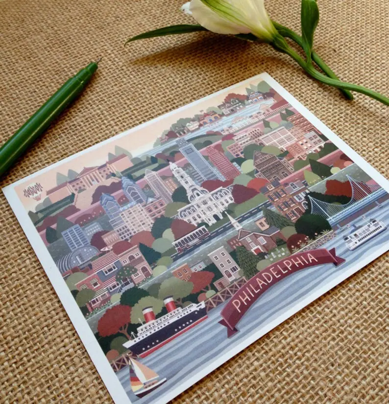 Adrienne Langer Philadelphia Landmark Postcard Set 1