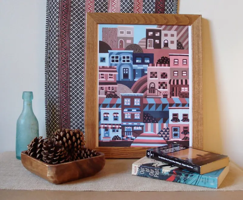 Adrienne Langer Rowhomes Urban Landscape Print 1