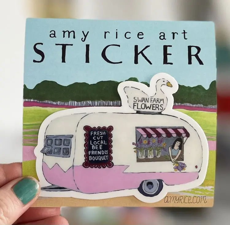 Airstream Shop Vintage-Style Sticker By Amy Rice 1