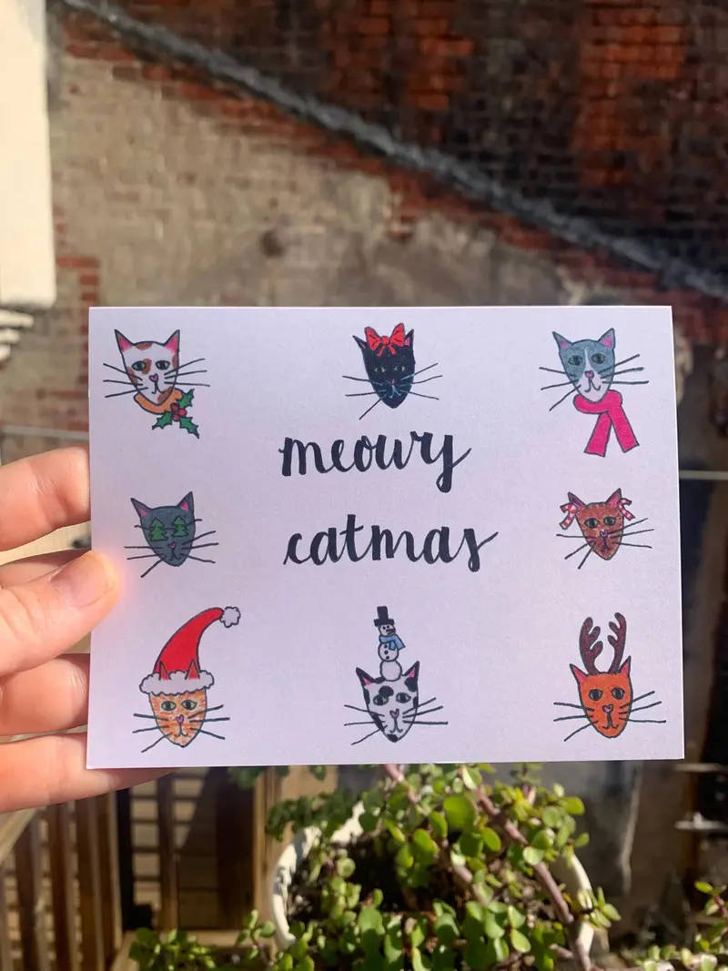 Alicia Stoops 'Meowy Catmas' Feline Holiday Card 1