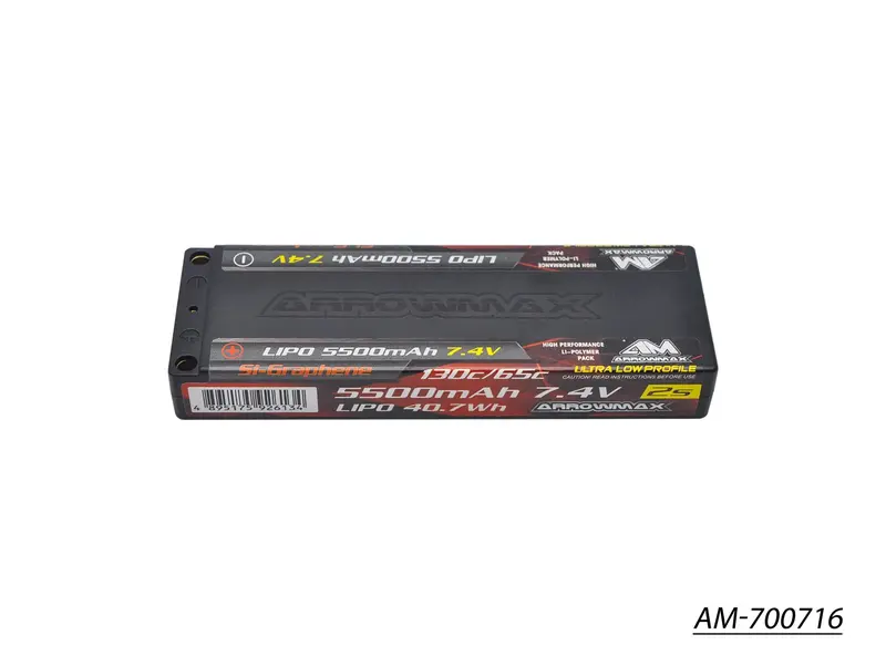 Am 5500Mah 2S Tc Ultra-Low-Profile Lipo – 7.4V, 65C Continuous / 130C Burst, Si-Graphene Tech, 5Mm Height (Am-700716) 1