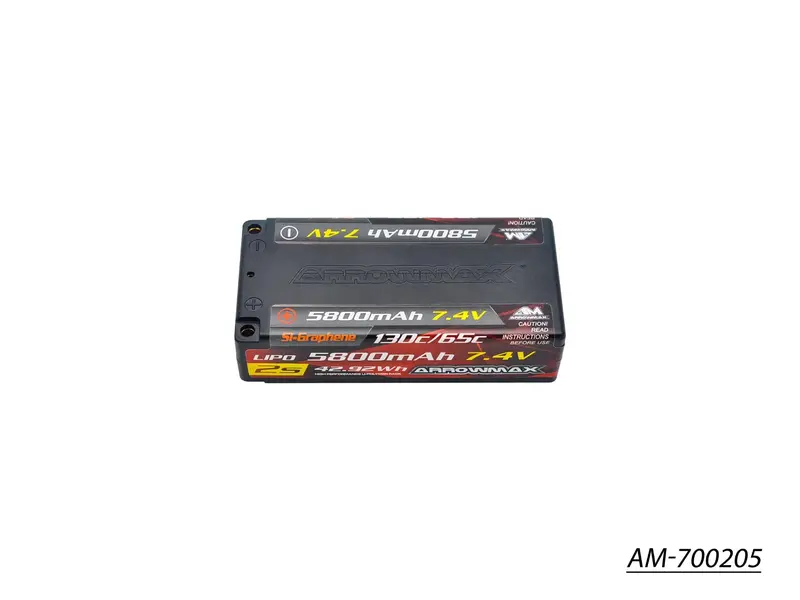 Am 5800Mah 2S Shorty Lipo Battery – 7.4V, 65C Continuous / 130C Burst, Si-Graphene Technology – Am-700205 1