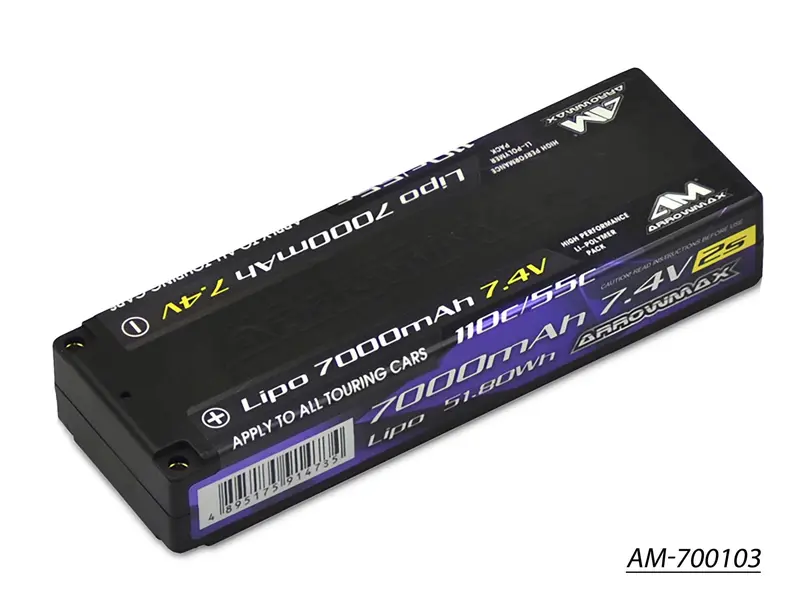 Am 7000Mah 2S Lipo Battery – 7.4V, 55C Continuous / 110C Burst Discharge (Am-700103) 1