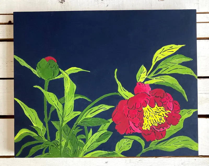 Amy Rice ‘Peonies’ Original Floral Painting — Handmade Artwork 1