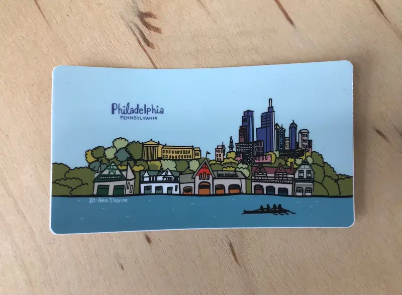 Ana Thorne Boathouse Row Philadelphia Rectangle Sticker 1
