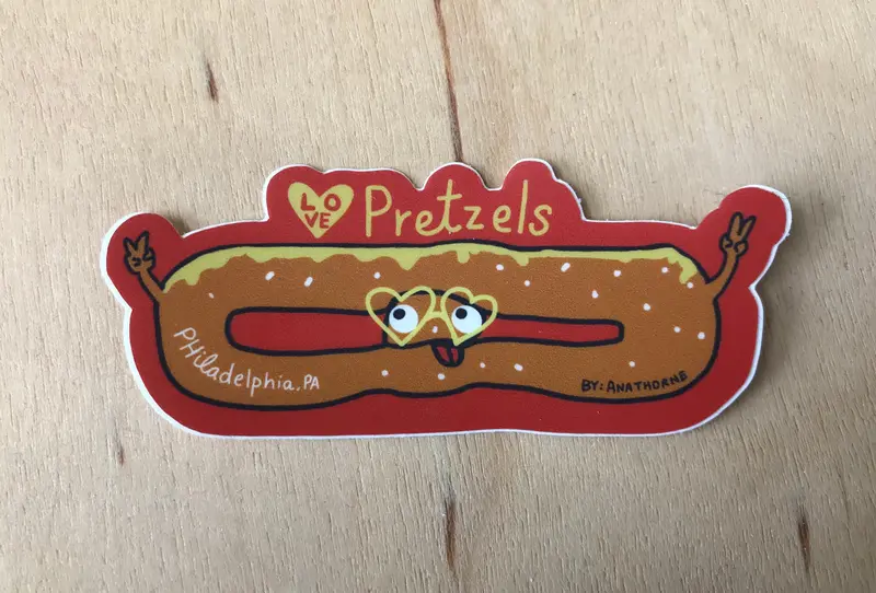 Ana Thorne 'Love Pretzels' Philly-Foodie Vinyl Decal 1