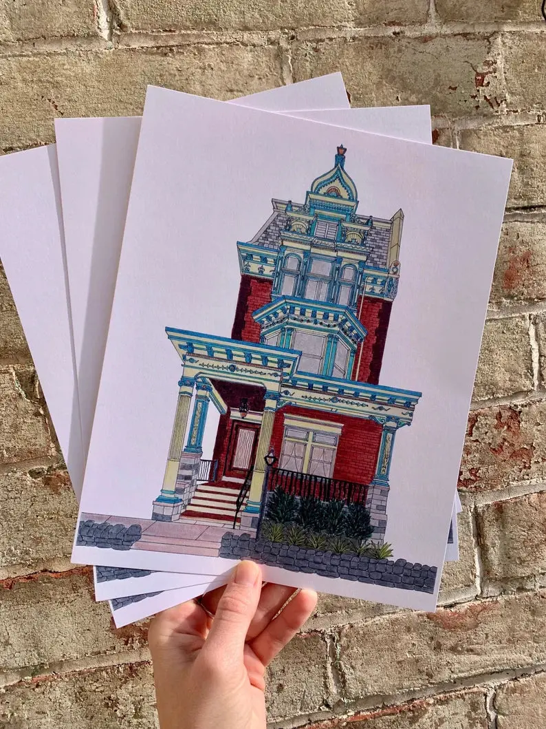 Art By Alicia – West Philadelphia Victorian Facade Print 1