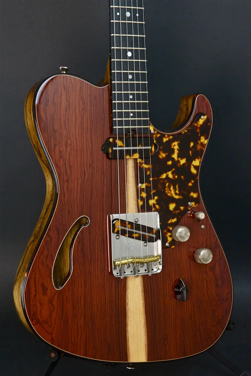 Asher Hollow T Deluxe Master Series — Black Limba Body, Bolivian Rosewood, Tortoiseshell & Sterling Silver Accents, #778 (Mint) 1