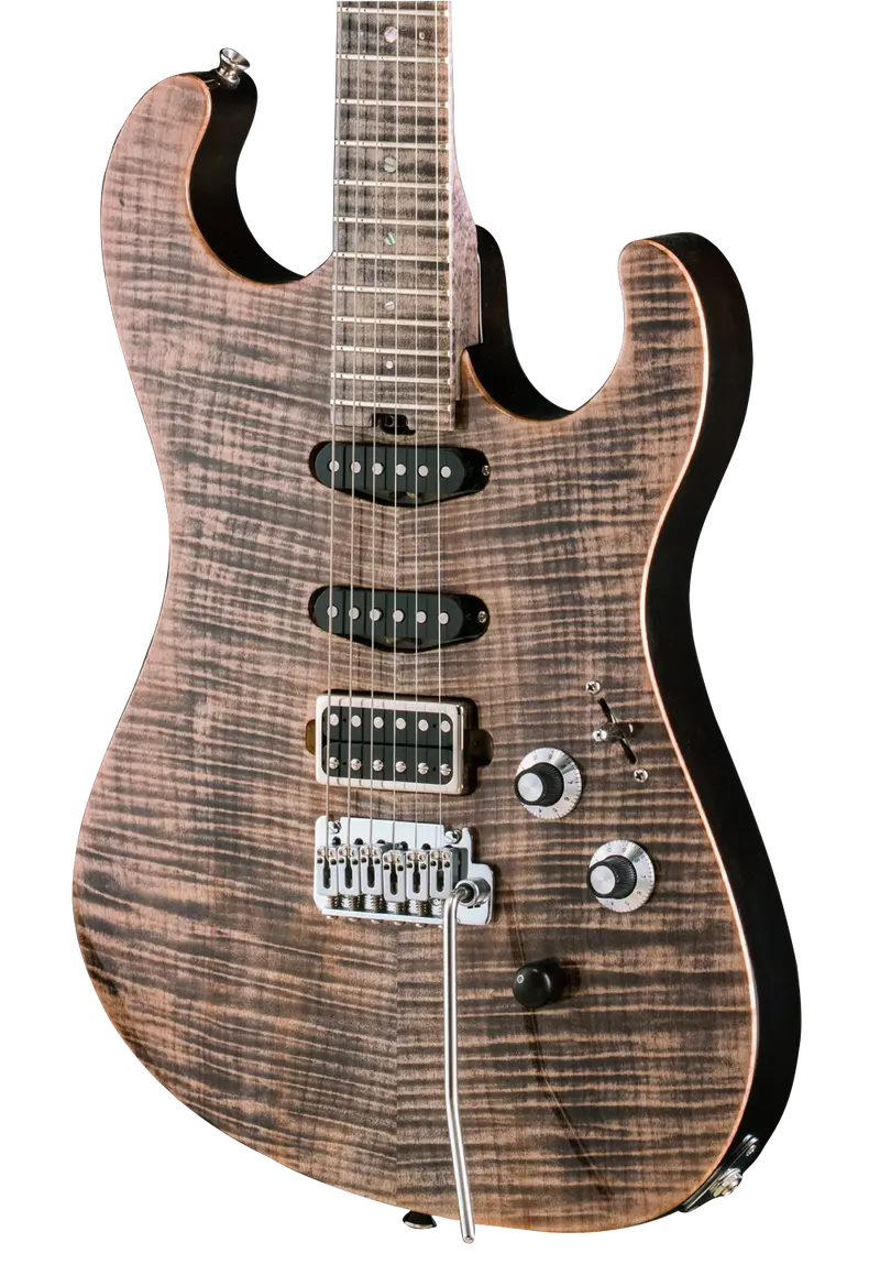 Asher S Custom Faded Black Lap Steel Over Flame Maple Top, Neck & Fretboard – #946 – Sold 1