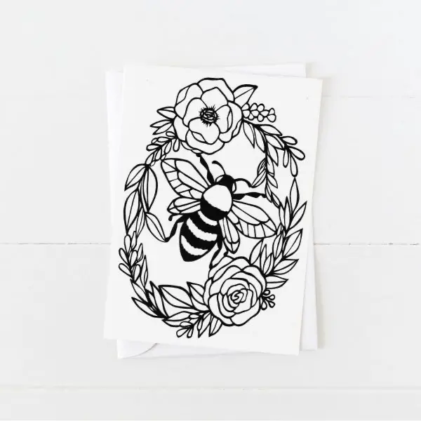 Bee Wreath Greeting Card By Squirrel Tacos 1
