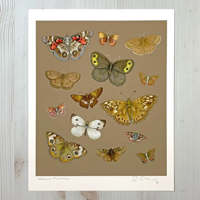 Brown Flutter Art Print – 8X10 Inch By Sarah Draws Things 1
