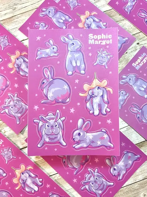Bunnies Themed Sticker Sheet By Sophie Margot 1