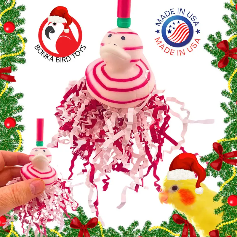 Candy Cane Patterned Duck Toy 1