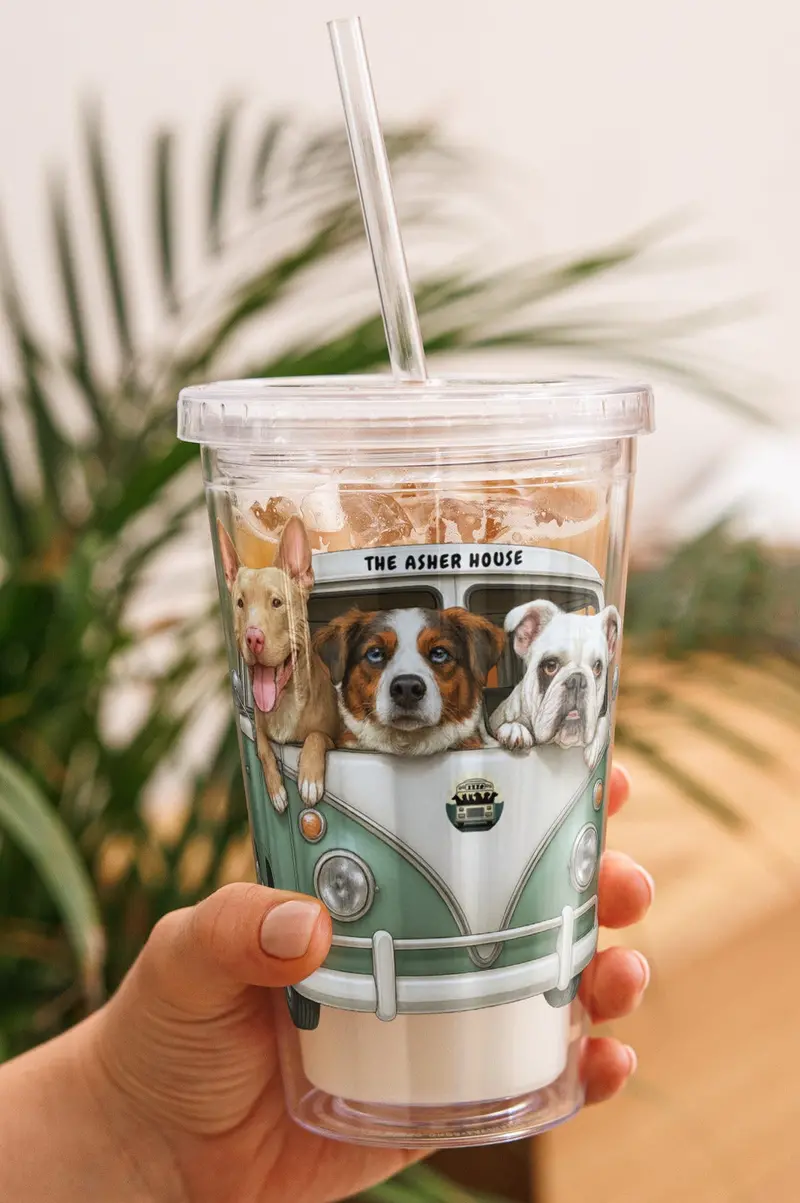 Clear 20Oz Double-Wall Tumbler With Pack Bus Branding 1