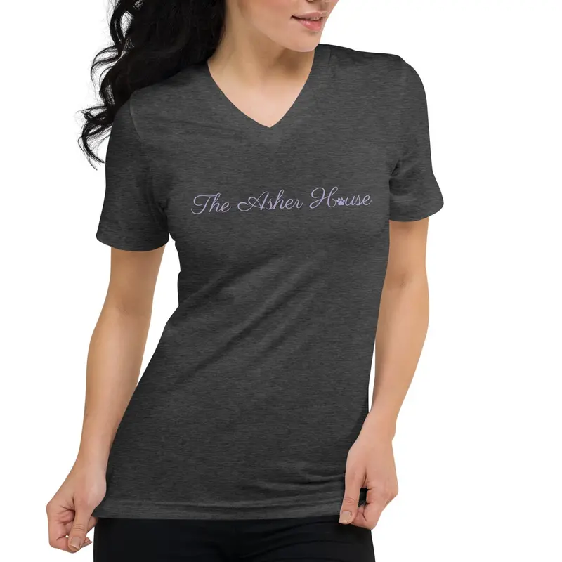 Cursive Logo V-Neck T-Shirt – Slim-Fit Cotton Blend, Up To 2Xl 1