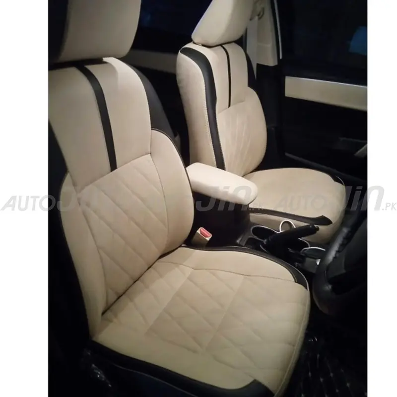 Diamond-Stitch Beige & Black Seat Covers – Toyota Corolla 2014–2022 1