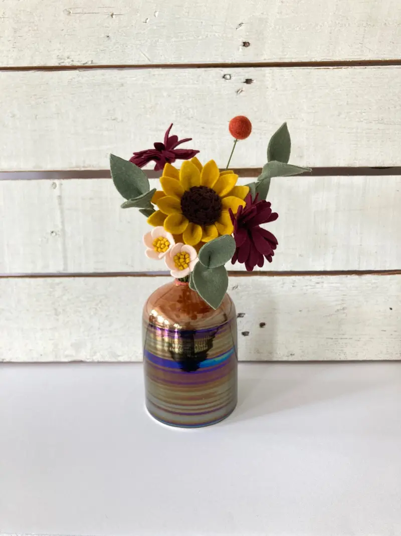 Earthy Deep Sienna Vase And Medium Bloom Arrangement — Fall Edition 1