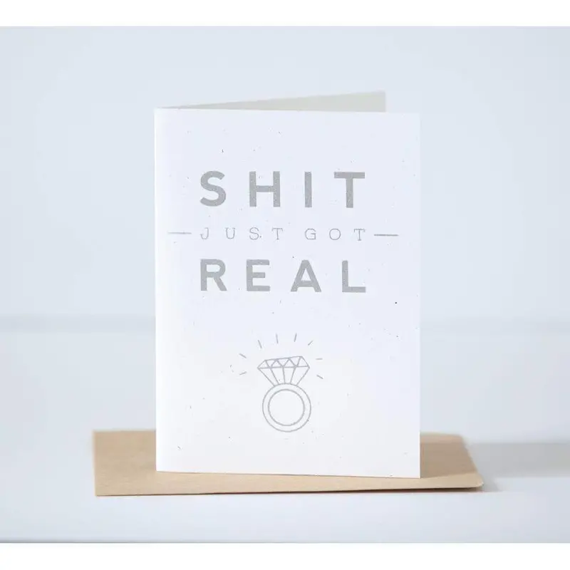 Exit343Design 'Shit Just Got Real' Wedding Or Engagement Invitation Card 1