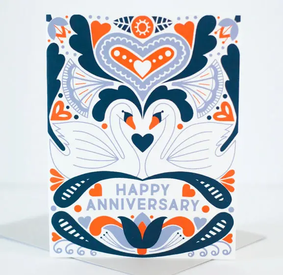 Exit343Design 'Swans' Happy Anniversary Greeting Card 1