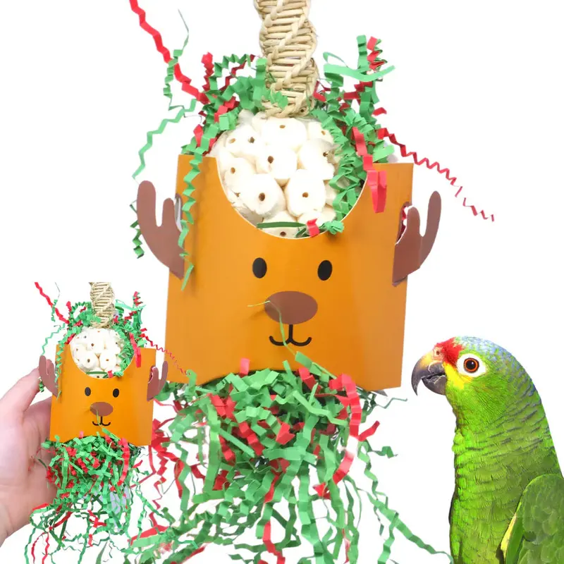 Festive Christmas Reindeer Foraging Toy For Parrots 1