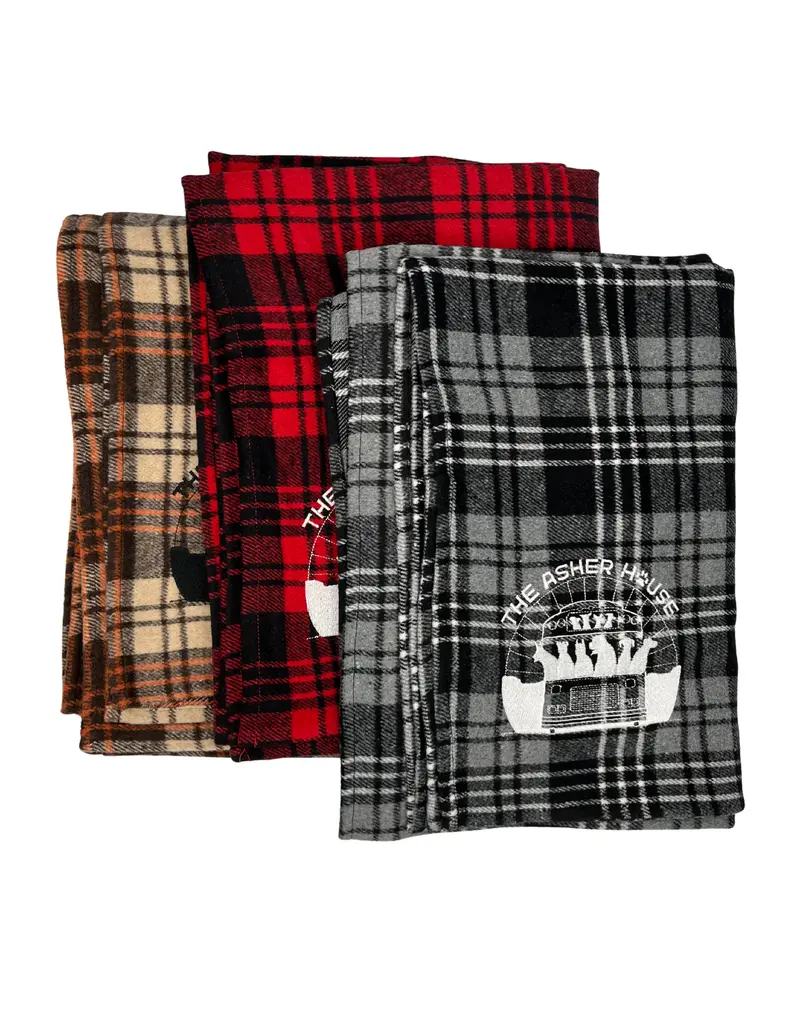 Flannel Throw Blanket With Embroidered Bus Logo 1