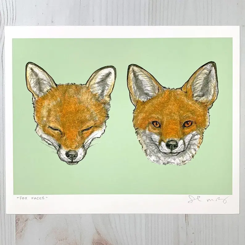 Fox Face Art Print – 8X10 Inch By Sarah Draws Things 1
