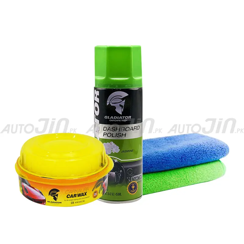 Gladiator Carnauba Wax & Dashboard Polish Combo – Includes 2 Microfiber Cloths 1