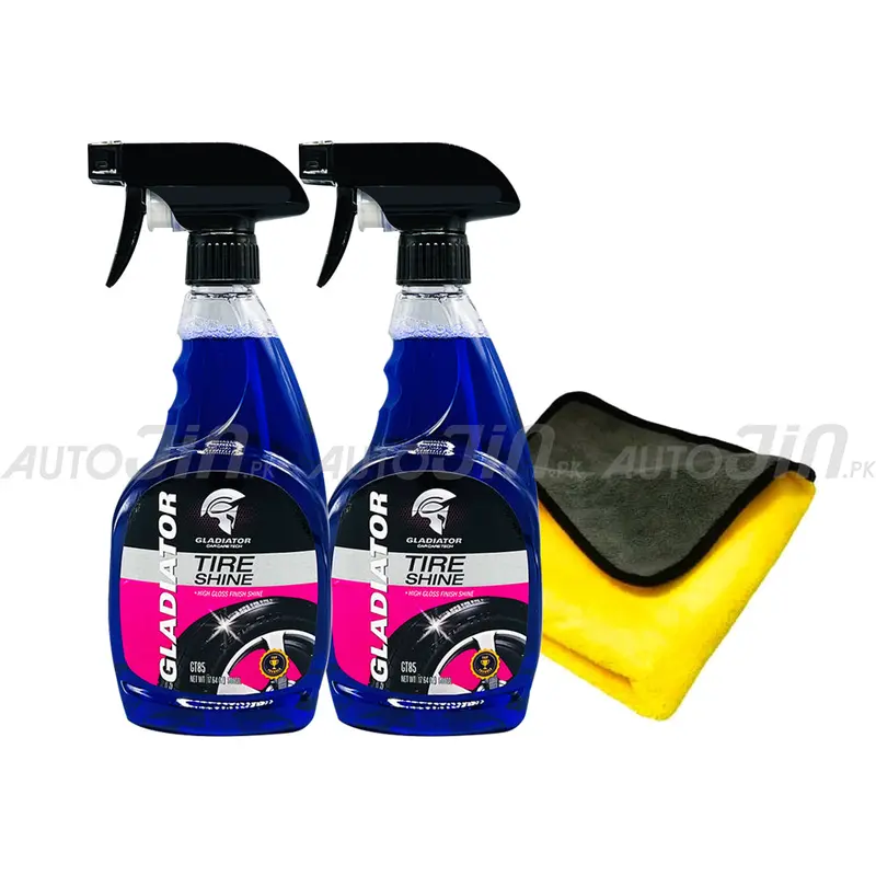 Gladiator Gt85 Tire Shine (500Ml × 2) + Microfiber Towel 1