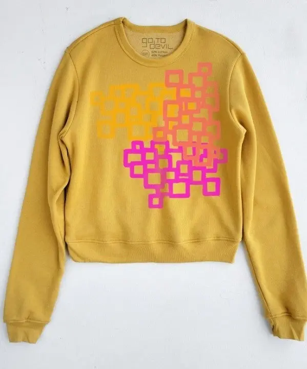Go To Devil Squares Kara Fleece Oversized Sweatshirt 1