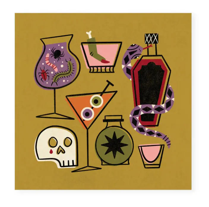 Halloween Cocktails Art Print – Vintage-Inspired Beverage Poster By Hideaway House Studio 1