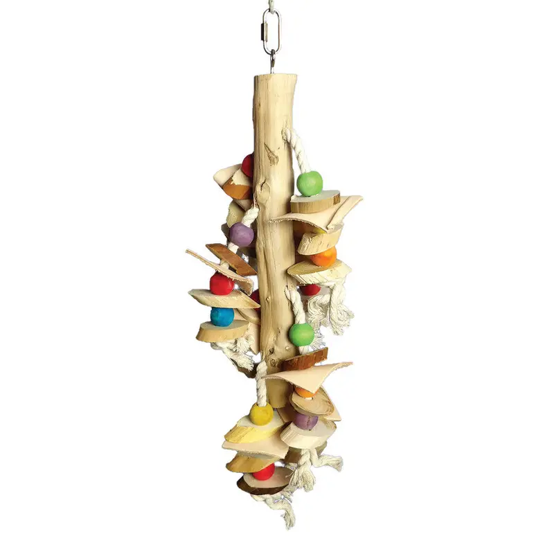 Hanging Wooden Cylinder Toy With Rope 1