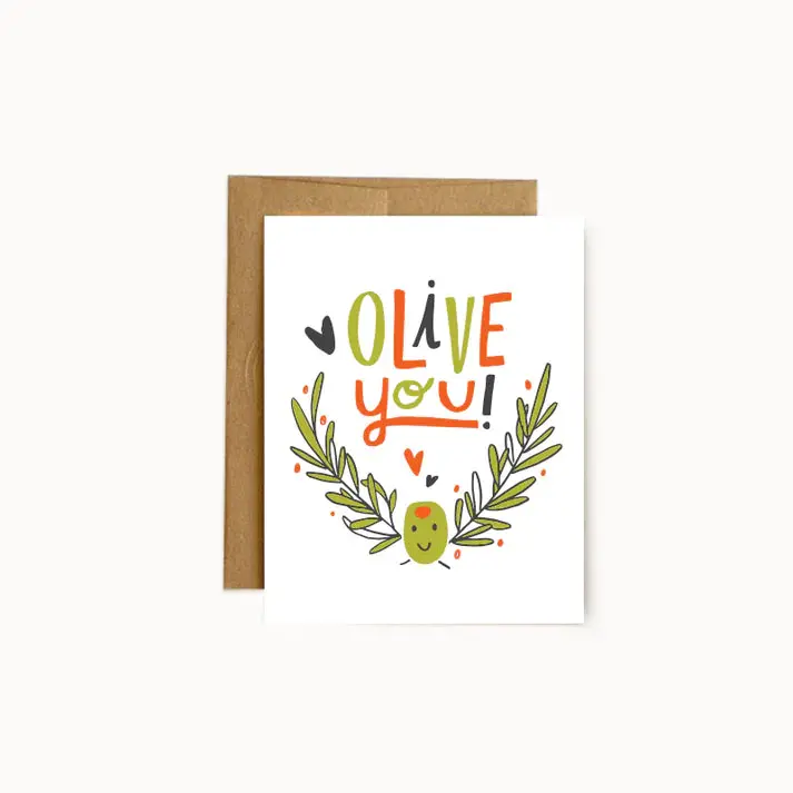 Hello Doodle 'Olive You' Punny Valentine’S Card 1