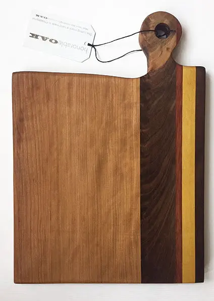Honorable Oak Medium Cutting Board With Cherry Handle 1