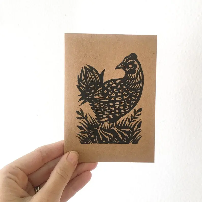 Horse & Hare 'Chicken' Whimsical Illustrated Card 1
