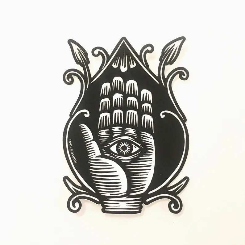 Horse & Hare Hamsa Hand Symbol Sticker 1