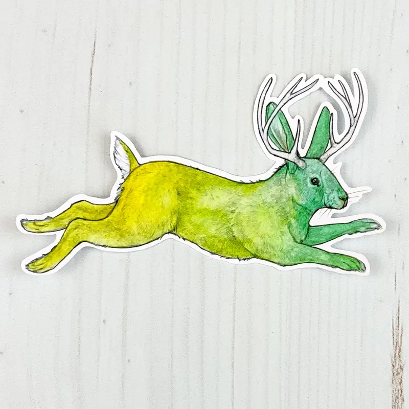 Jumping Jackalope Sticker By Sarah Draws Things 1