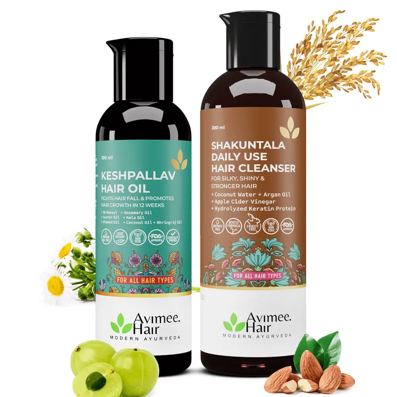 Keshpallav Ayurvedic Hair Oil & Shakuntala Gentle Shampoo Combo 1