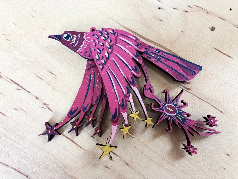 Laurel Bird Holiday Ornament – Handcrafted Ceramic Decor By Squirrel Dance Farm 1