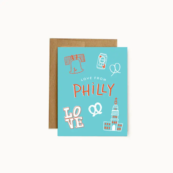 Love From Philly Greeting Card By Hello Doodle 1